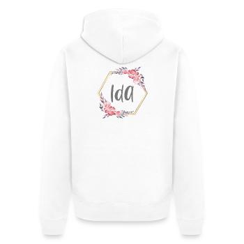 Ida Girl Name Personalized Gift - Unisex Premium Organic Zip Hoodie - white - Back - Thijin (182cm)