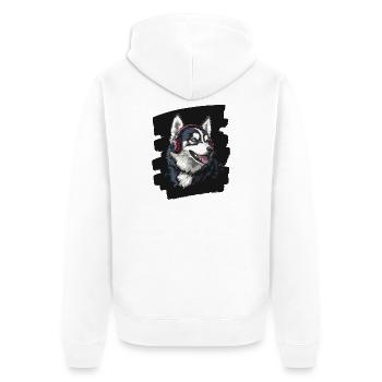 Husky - Unisex Premium Bio Zip Hoodie - Weiß - Hinten - Thijin (182cm)