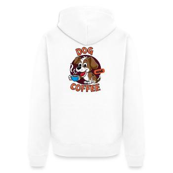 Hund&Kaffee - Unisex Premium Bio Zip Hoodie - Weiß - Hinten - Thijin (182cm)