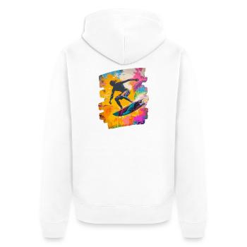 Surfer Surfen Surfbrett Surfing - Unisex Premium Bio Zip Hoodie - Weiß - Hinten - Thijin (182cm)