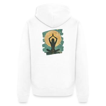 Yoga Namaste Meditation - Unisex Premium Bio Zip Hoodie - Weiß - Hinten - Thijin (182cm)