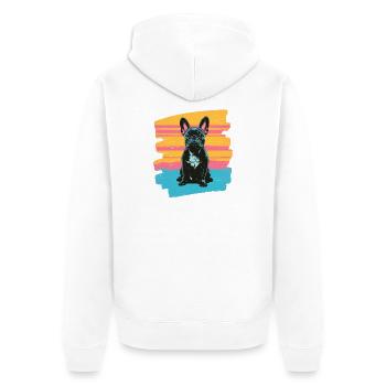 Frenchie French Bulldog - Unisex Premium Organic Zip Hoodie - white - Back - Thijin (182cm)