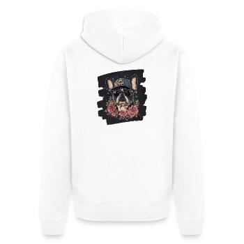 Frenchie French Bulldog - Unisex Premium Organic Zip Hoodie - white - Back - Thijin (182cm)