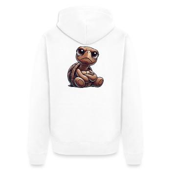 Mürrische süße Cartoon Schildkröte lustig sauer - Unisex Premium Bio Zip Hoodie - Weiß - Hinten - Thijin (182cm)