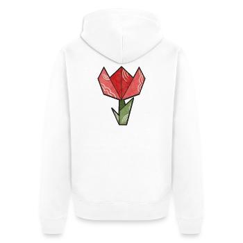 Origami Blume - Tulpe - Unisex Premium Bio Zip Hoodie - Weiß - Hinten - Thijin (182cm)