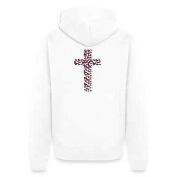 Herz Herzen Kreuz Kreuze Kruzifix - Unisex Premium Bio Zip Hoodie - Weiß - Hinten - Thijin (182cm)