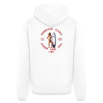 Surfergirl Retro Pixel Art Shirt Années 80 - Veste à capuche bio Premium Unisexe - blanc - Dos - Thijin (182cm)
