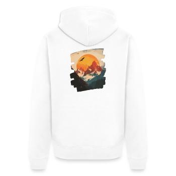 Mountains - Unisex Premium Organic Zip Hoodie - white - Back - Thijin (182cm)
