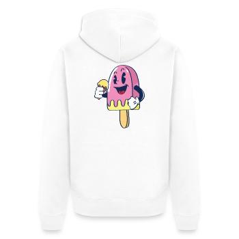 Fröhlicher Kindereis Charakter Eiscreme Eis - Unisex Premium Organic Zip Hoodie - white - Back - Thijin (182cm)