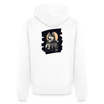 Husky Astronaut - Unisex Premium Bio Zip Hoodie - Weiß - Hinten - Thijin (182cm)