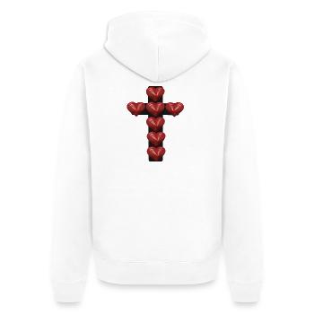 Kreuz Jesus Herz Herzen Kreuze Kruzifix - Unisex Premium Bio Zip Hoodie - Weiß - Hinten - Thijin (182cm)