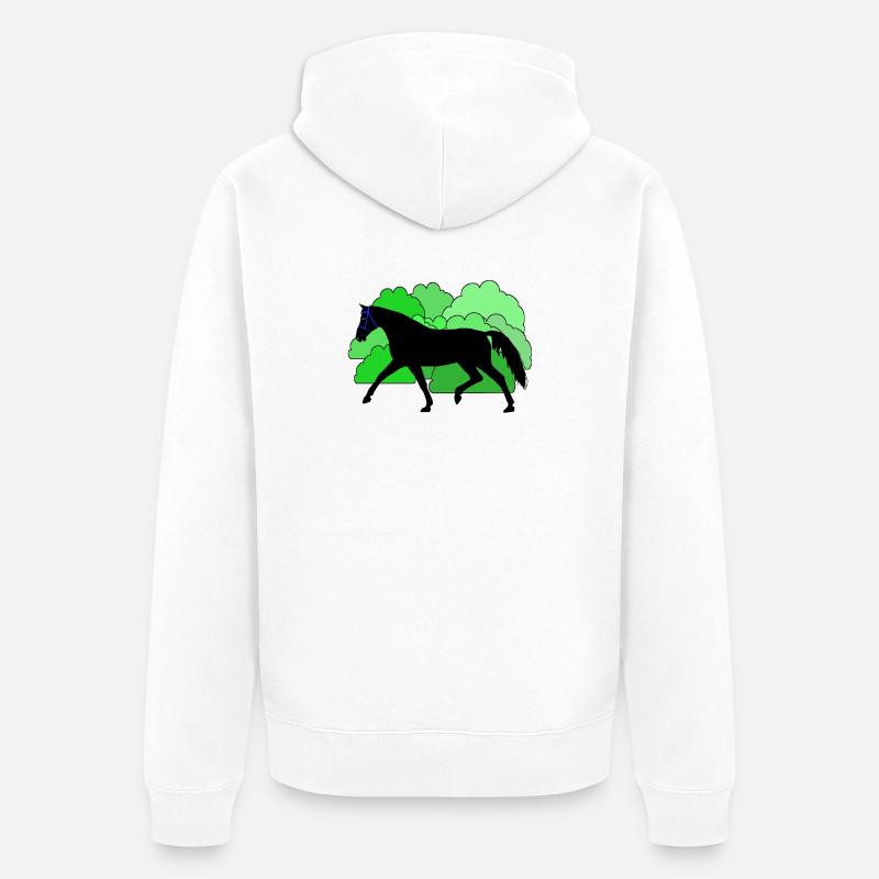 Cheval Cheval Noir - Veste à capuche bio Premium Unisexe - blanc