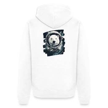 Polar Bear Astronaut - Unisex Premium Organic Zip Hoodie - white - Back - Thijin (182cm)