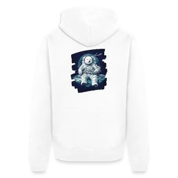 Polar Bear Astronaut - Unisex Premium Organic Zip Hoodie - white - Back - Thijin (182cm)