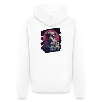 Lama Astronaut - Unisex Premium Bio Zip Hoodie - Weiß - Hinten - Thijin (182cm)