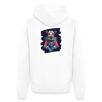 Lama Astronaut - Unisex Premium Bio Zip Hoodie - Weiß - Hinten - Thijin (182cm)