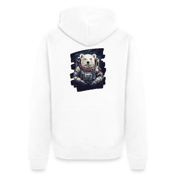 Polar Bear Astronaut - Unisex Premium Organic Zip Hoodie - white - Back - Thijin (182cm)