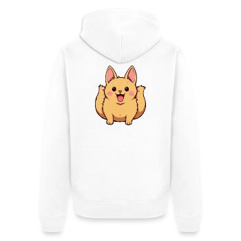 Happy Cat Smiling - Unisex Premium Organic Zip Hoodie - white - Back - Thijin (182cm)
