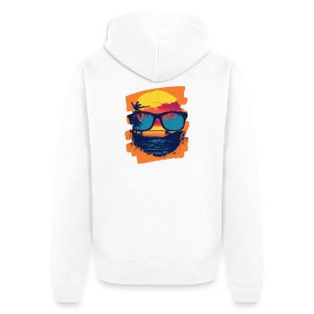 Sonnenbrille Sommer Palmen - Unisex Premium Bio Zip Hoodie - Weiß - Hinten - Thijin (182cm)
