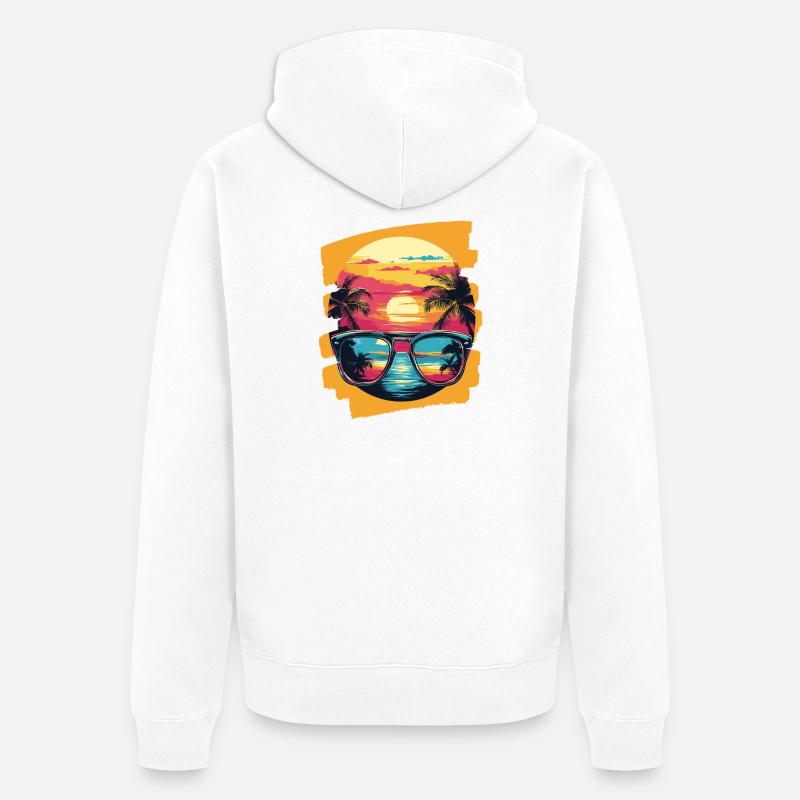 Lunettes de soleil Palmiers d’été - Veste à capuche bio Premium Unisexe - blanc