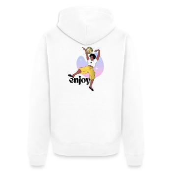 Tanzender Typ unter Discoball - Unisex Premium Bio Zip Hoodie - Weiß - Hinten - Thijin (182cm)