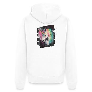 Unicorn - Unisex Premium Organic Zip Hoodie - white - Back - Thijin (182cm)
