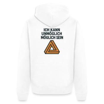Unmöglich möglich - Unisex Premium Bio Zip Hoodie - Weiß - Hinten - Thijin (182cm)