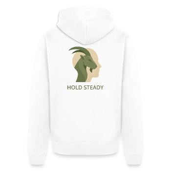 Hold Steady - Unisex Premium Bio Zip Hoodie - Weiß - Hinten - Thijin (182cm)