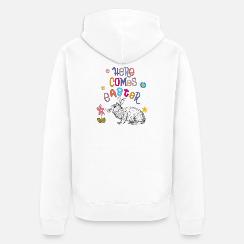 Joyeuses Pâques Lapin de Pâques - Veste à capuche bio Premium Unisexe - blanc