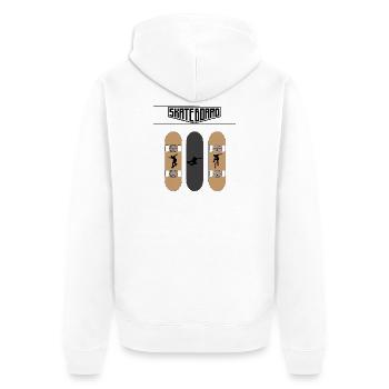 Skateboard - Unisex Premium Bio Zip Hoodie - Weiß - Hinten - Thijin (182cm)