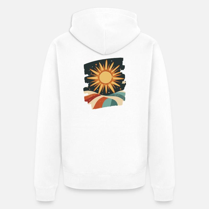Soleil d’été Coucher de soleil - Veste à capuche bio Premium Unisexe - blanc