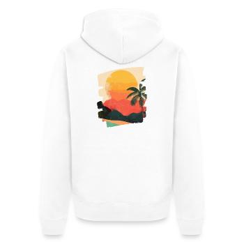 Summer Palm Tree Sunset - Unisex Premium Organic Zip Hoodie - white - Back - Thijin (182cm)