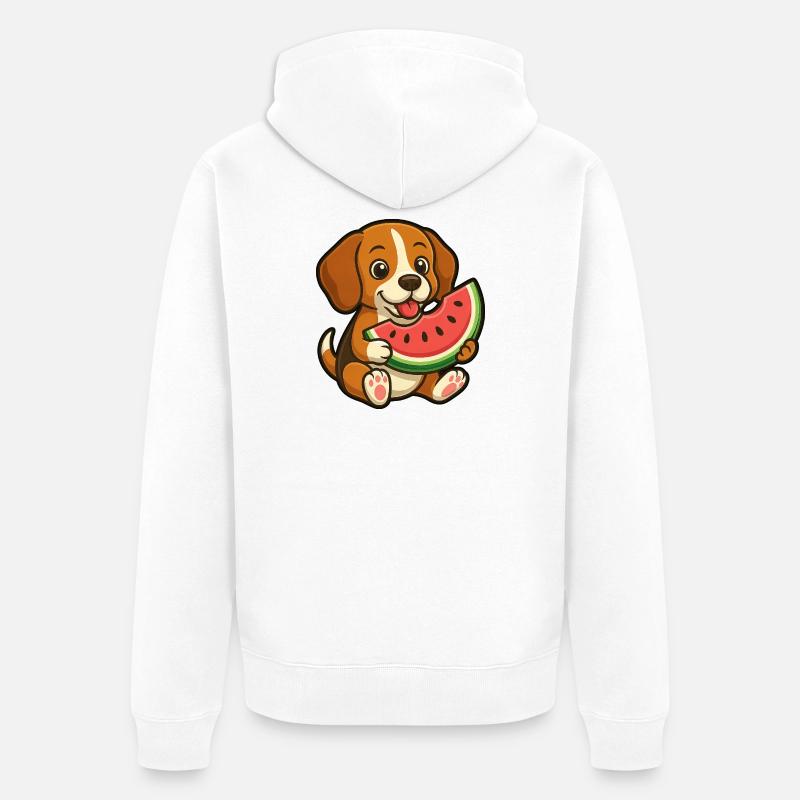 Joyeux Beagle Pastèque Fruit d’été - Veste à capuche bio Premium Unisexe - blanc