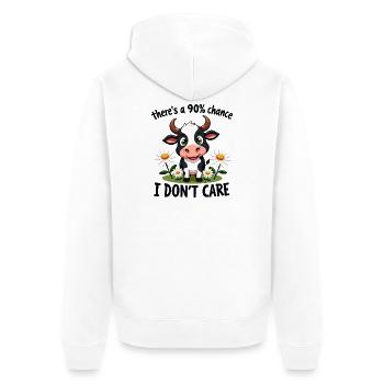 Funny Cow Quote– There’s a 90% Chance I Don’t Care - Unisex Premium Organic Zip Hoodie - white - Back - Thijin (182cm)