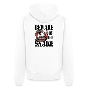 Vorsicht vor der Schlange - Unisex Premium Bio Zip Hoodie - Weiß - Hinten - Thijin (182cm)