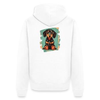 Dackel Dachshund - Unisex Premium Bio Zip Hoodie - Weiß - Hinten - Thijin (182cm)
