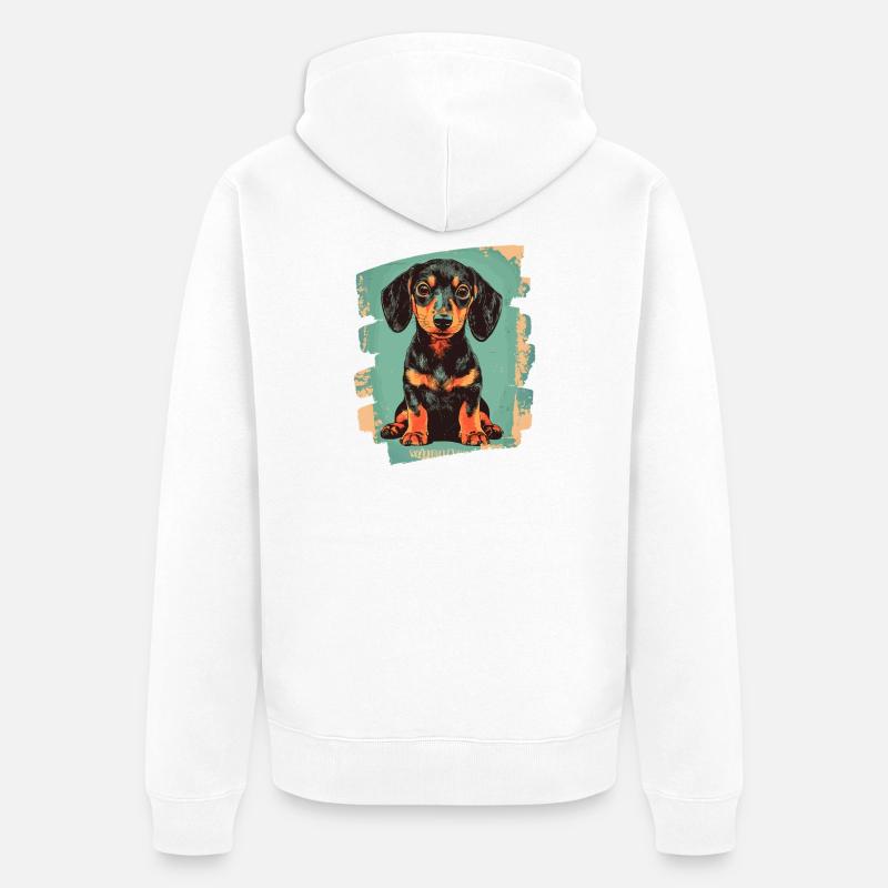 Teckel Dackel - Veste à capuche bio Premium Unisexe - blanc