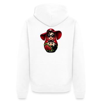 Russian Girl! Matryoshka Russian for Russians - Unisex Premium Organic Zip Hoodie - white - Back - Thijin (182cm)