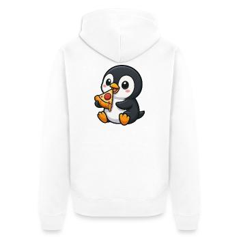 Cute Penguin Pizza Pizza Lover Cartoon - Unisex Premium Organic Zip Hoodie - white - Back - Thijin (182cm)