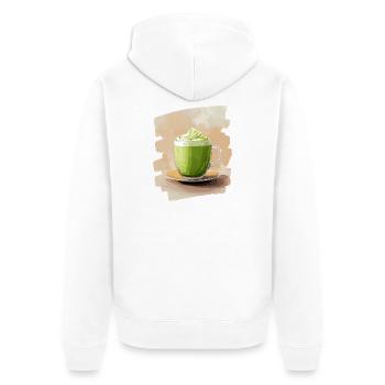 Matcha Latte Lover Green Tea - Unisex Premium Organic Zip Hoodie - white - Back - Thijin (182cm)