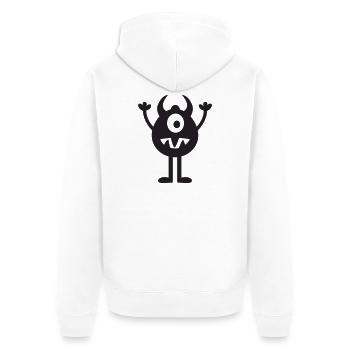 Mignon monstre heureux avec des cornes style dessin animé - Veste à capuche bio Premium Unisexe - blanc - Dos - Thijin (182cm)