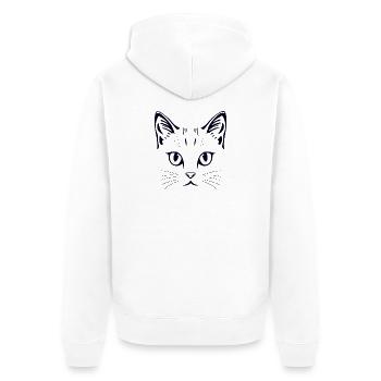 Cat Motif Black & White – Minimalist - Unisex Premium Organic Zip Hoodie - white - Back - Thijin (182cm)