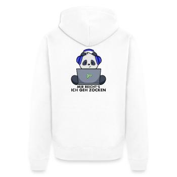 Panda Gamer - Mir reicht‘s ich geh zocken - Unisex Premium Bio Zip Hoodie - Weiß - Hinten - Thijin (182cm)