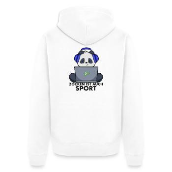 Nerd Shirt - Gamer Panda zocken ist auch Sport - Unisex Premium Bio Zip Hoodie - Weiß - Hinten - Thijin (182cm)