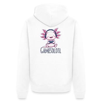 Axolotl Gamer Energy - Unisex Premium Organic Zip Hoodie - white - Back - Thijin (182cm)