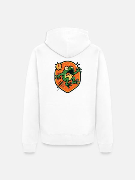 Panic Frog badge - Unisex Premium Organic Zip Hoodie - white