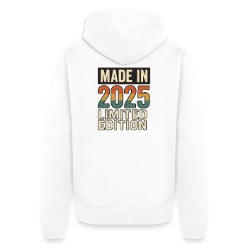Made in 2025 Limited Edition - Unisex Premium Organic Zip Hoodie - white - Back - Thijin (182cm)