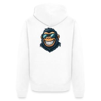 Cool Gorilla Lunettes de soleil Sourire d’été - Veste à capuche bio Premium Unisexe - blanc - Dos - Thijin (182cm)