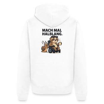 Faultier und Schnecke Kaffee Pause Humor Lustig - Unisex Premium Bio Zip Hoodie - Weiß - Hinten - Thijin (182cm)