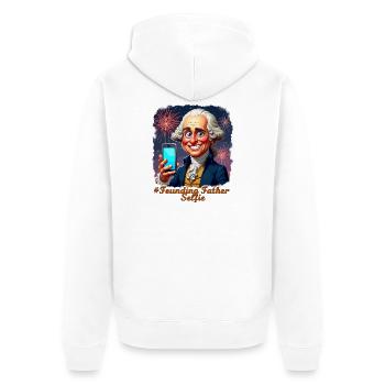 Gründervater-Selfie - Unisex Premium Bio Zip Hoodie - Weiß - Hinten - Thijin (182cm)
